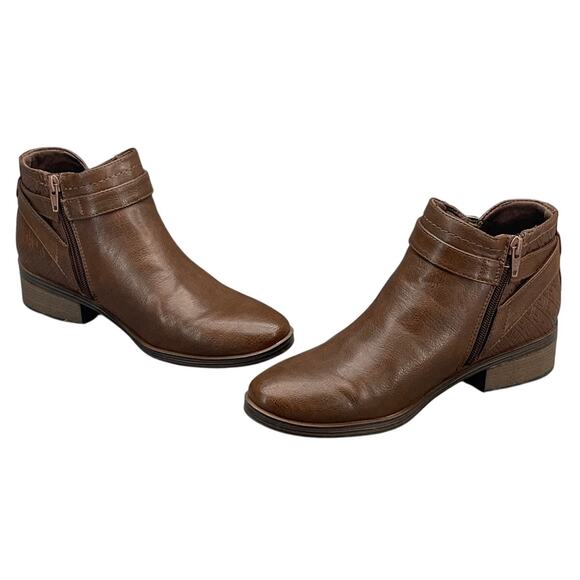 Baretraps Maci Brown Leather Buckle Strap Side Zip Ankle Boots Women 7M - Picture 5 of 11